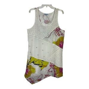 Anthro Leifnotes Sz 14 Guarri Dress Cotton & Silk Blend Floral Mixed Print